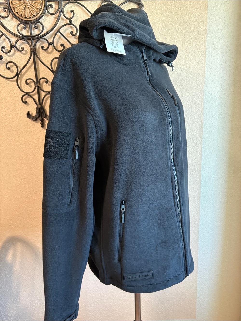 Black Fleece Hooded Jacket - Tactical Zip Front